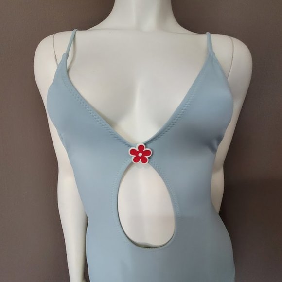 Solid & Striped The Kelsey Cutout One Piece Swimsuit in Pastel Blue Size XS - Picture 6 of 14